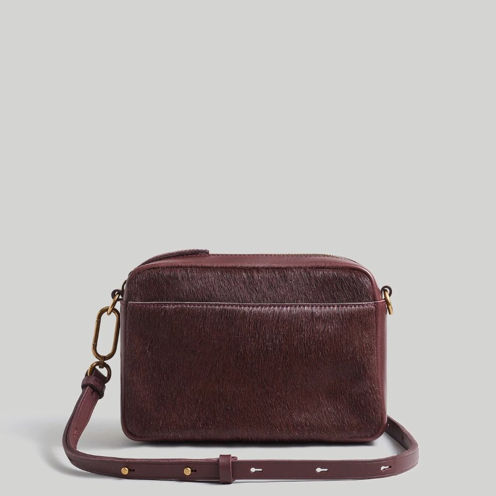 NWT Madewell The Carabiner Medium Crossbody Bag in Calf Hair Chocolate Raisin